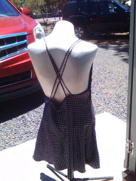Private Luxuries Other - Polka Dot Cross-Back Chemise Slip in Black
